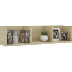 vidaXL Estanterías-Estante de pared para CD contrachapada color roble 75x18x18cm