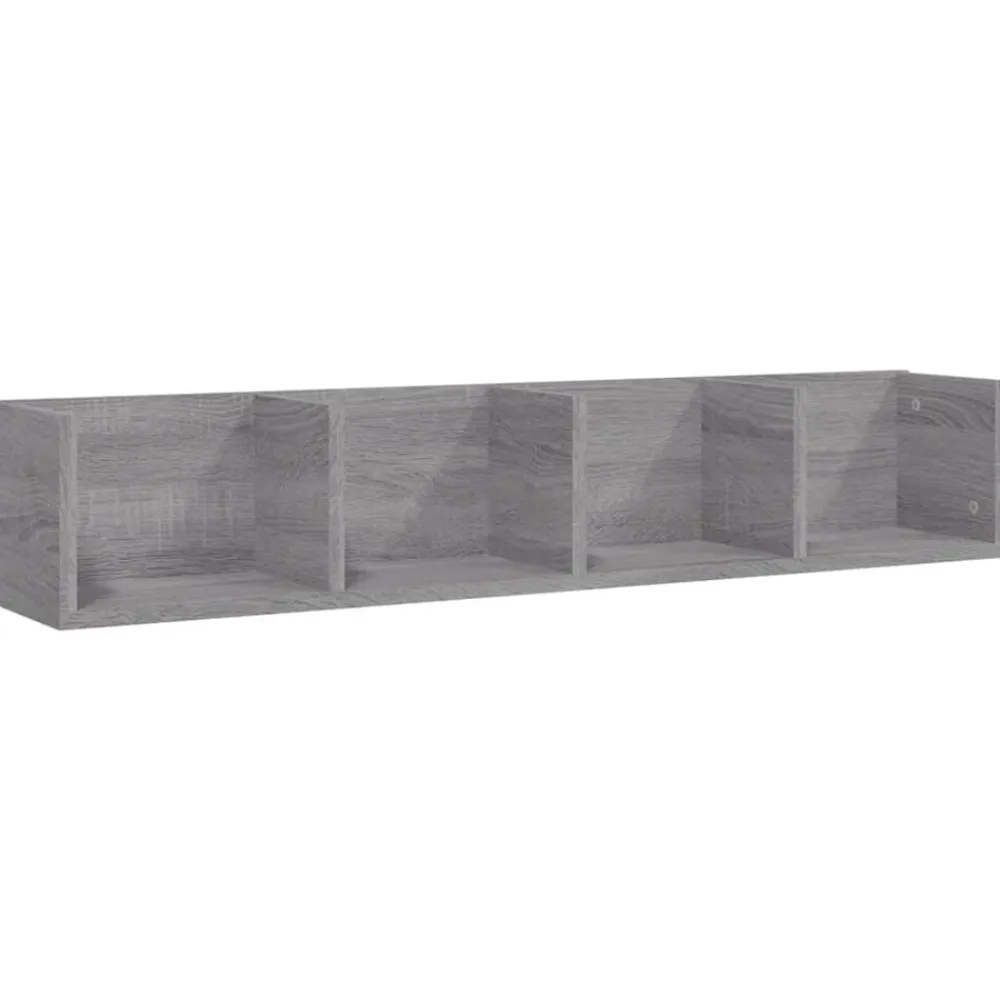 vidaXL Estanterías-Estante de pared para CD madera contrachapada gris 100x18x18 cm