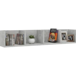 vidaXL Estanterías-Estante de pared para CD contrachapada hormigón 100x18x18 cm
