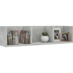 vidaXL Estanterías-Estante de pared para CD contrachapada hormigón 75x18x18cm