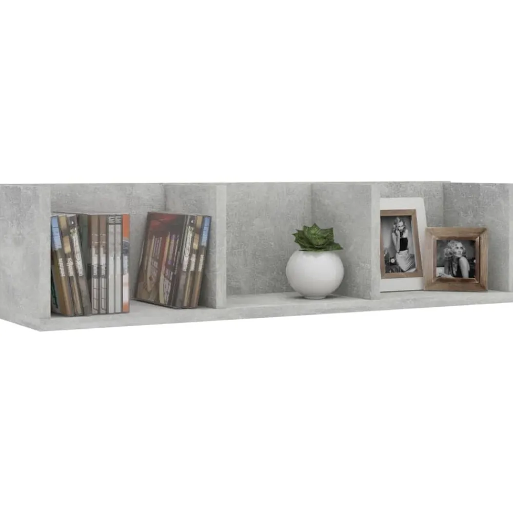 vidaXL Estanterías-Estante de pared para CD contrachapada hormigón 75x18x18cm