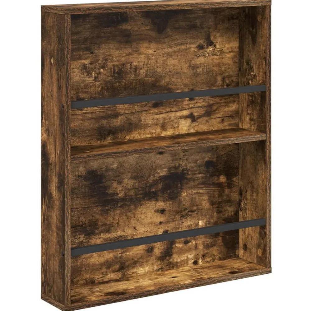 vidaXL Estante de revistas con estante 60 x 12 x 70 cm Roble ahumado Online