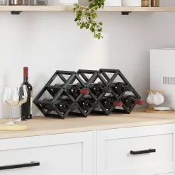 vidaXL Armarios Y Almacenamiento-Estante de Vino Roble Negro 63 x 16,5 x 25 cm