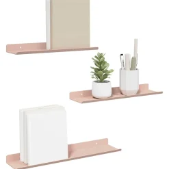 vidaXL Estante flotante 3 pcs 40 x 9 x 2,5 cm Acero Rosa Best