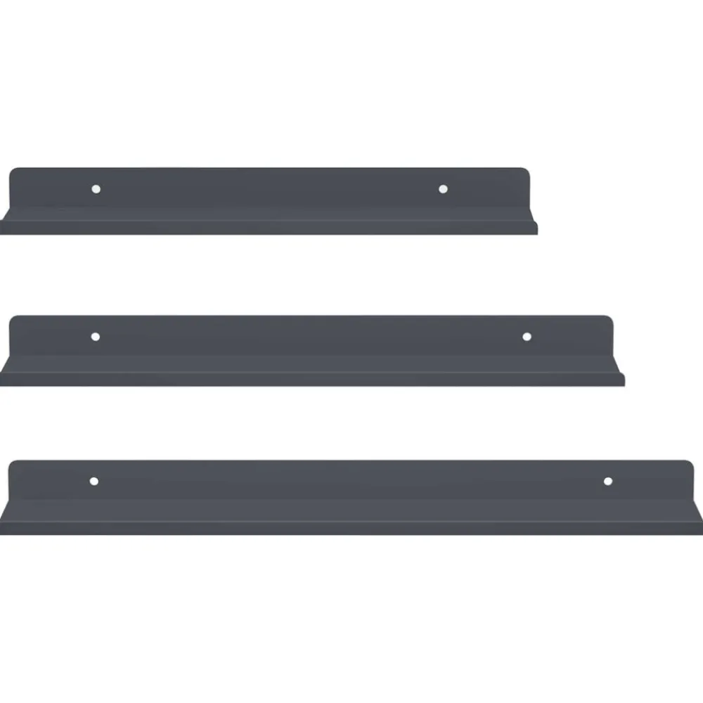 vidaXL Estanterías-Estante flotante 3 pcs 40 x 9 x 2,5 cm Acero