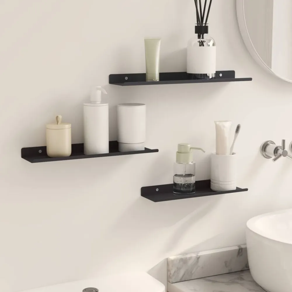 vidaXL Estante flotante 3 pcs 40 x 9 x 2,5 cm Acero Negro Hot
