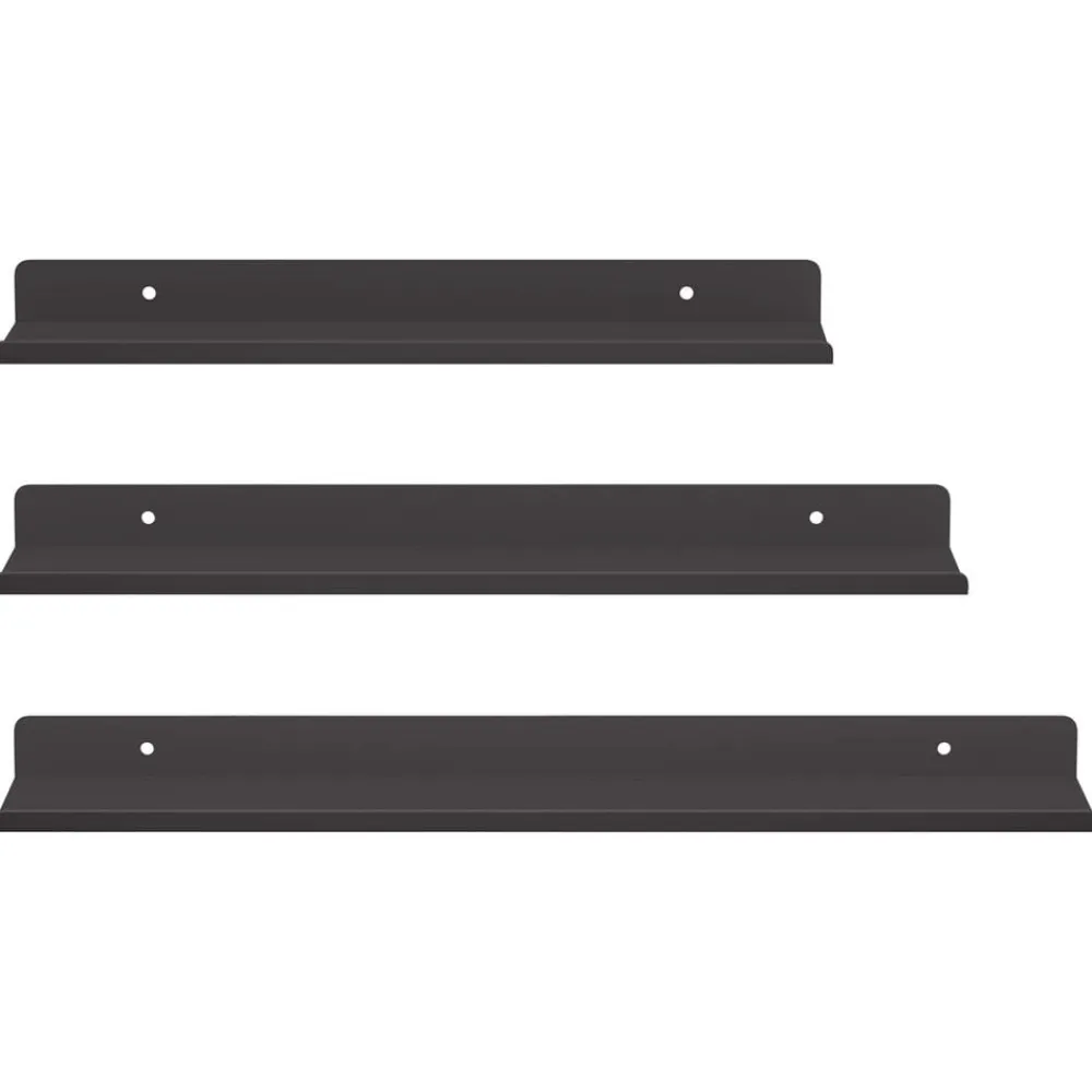 vidaXL Estante flotante 3 pcs 40 x 9 x 2,5 cm Acero Negro Hot