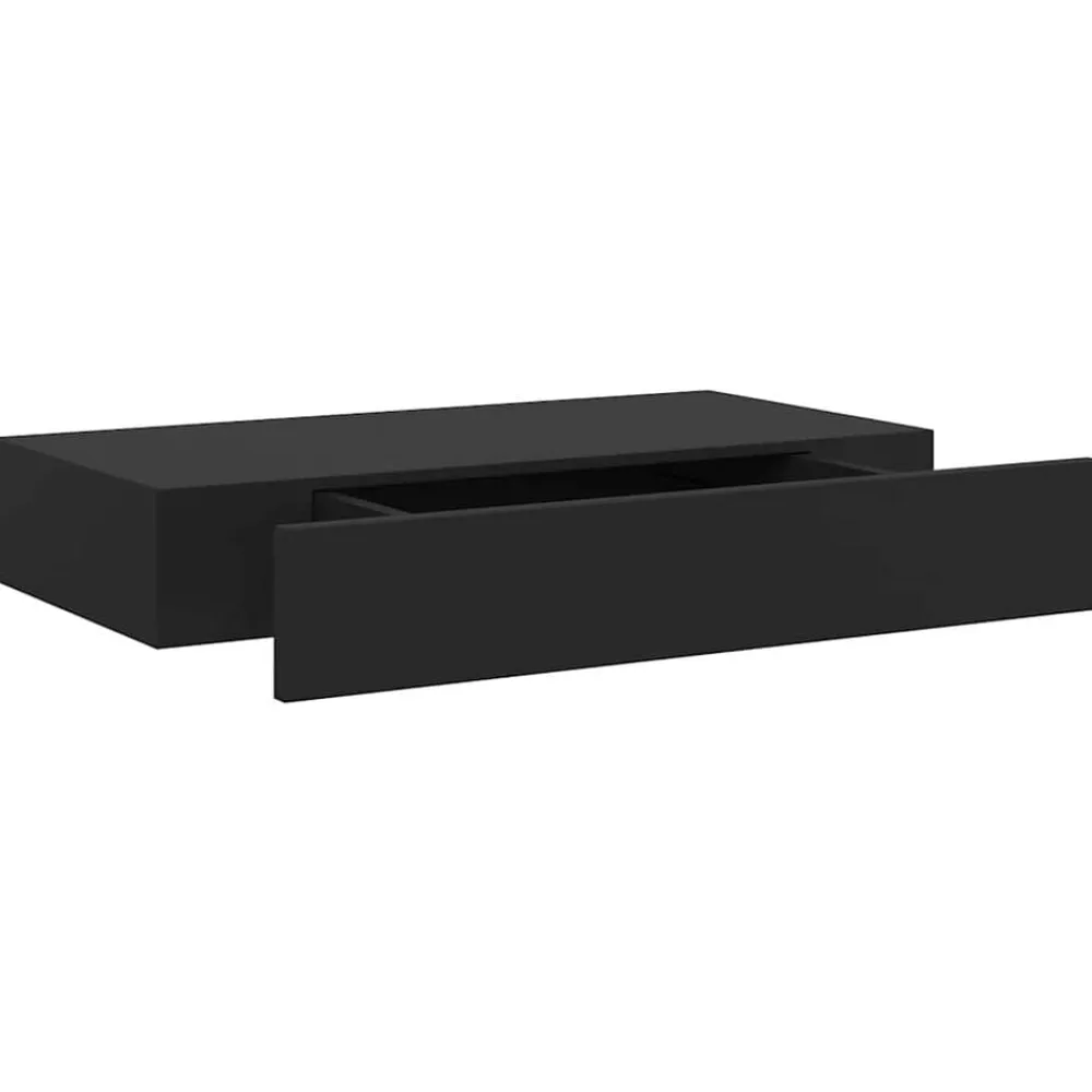 vidaXL Estante flotante de pared con cajón negro 48x25x8 cm