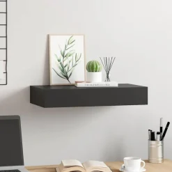 vidaXL Estante flotante de pared con cajón negro 48x25x8 cm