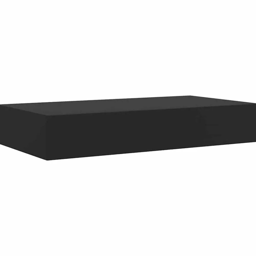 vidaXL Estante flotante de pared con cajón negro 48x25x8 cm
