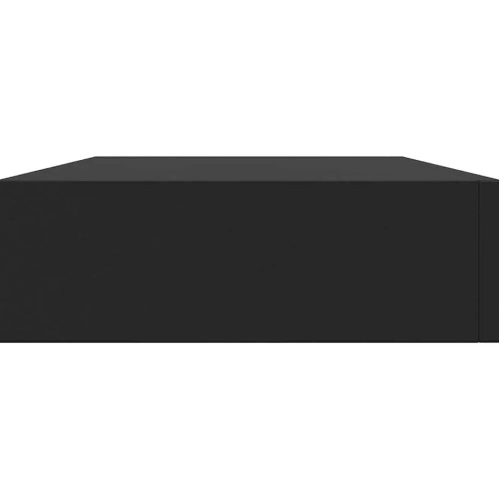 vidaXL Estante flotante de pared con cajón negro 48x25x8 cm