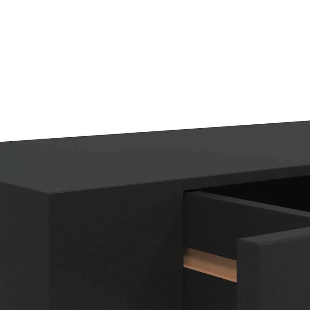 vidaXL Estante flotante de pared con cajón negro 48x25x8 cm
