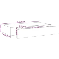 vidaXL Estante flotante de pared con cajón negro 48x25x8 cm