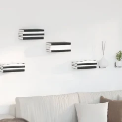 vidaXL Estante Flotante Invisible 4 pcs 6 x 11 x 6,5 cm Negro