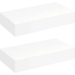 vidaXL Estanterías-Estante flotante pared con 1 cajón MDF blanco para libros/DVD