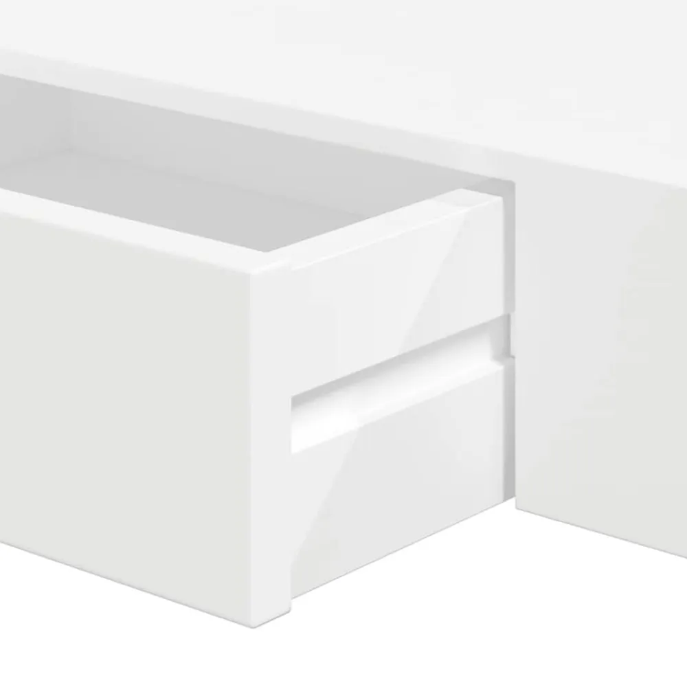 vidaXL Estanterías-Estante flotante pared con 1 cajón MDF blanco para libros/DVD