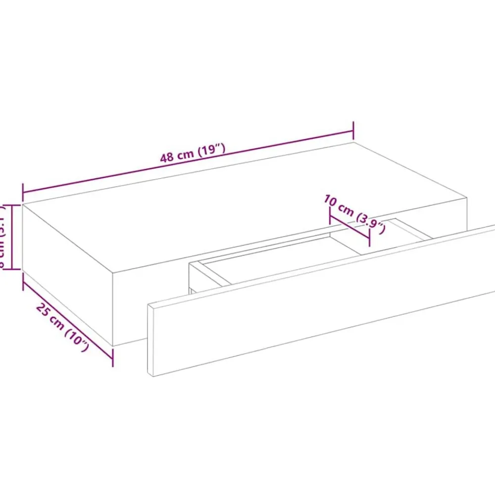 vidaXL Estanterías-Estante flotante pared con 1 cajón MDF blanco para libros/DVD