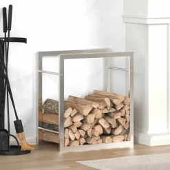 vidaXL Estante para leña acero inoxidable 50x28x56 cm Plateado Online
