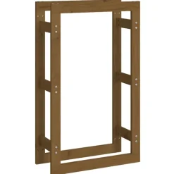 vidaXL Accesorios Para Hornos De Leña Y Chimeneas-Estante para leña madera maciza de pino marrón miel 60x25x100cm