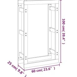 vidaXL Accesorios Para Hornos De Leña Y Chimeneas-Estante para leña madera maciza de pino marrón miel 60x25x100cm