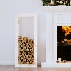 vidaXL Estante para leña madera maciza de pino 41x25x100 cm Blanco Hot