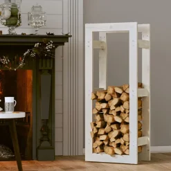 vidaXL Estante para leña madera maciza de pino 41x25x100 cm Blanco Hot