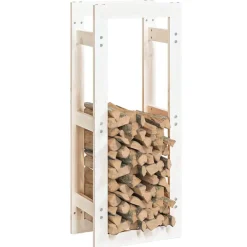 vidaXL Estante para leña madera maciza de pino 41x25x100 cm Blanco Hot