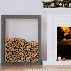 vidaXL Accesorios Para Hornos De Leña Y Chimeneas-Estante para leña madera maciza de pino 80x25x100 cm