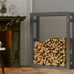 vidaXL Accesorios Para Hornos De Leña Y Chimeneas-Estante para leña madera maciza de pino 80x25x100 cm