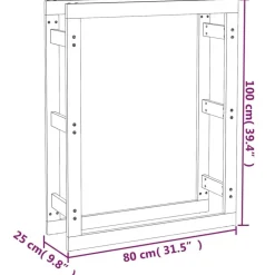 vidaXL Accesorios Para Hornos De Leña Y Chimeneas-Estante para leña madera maciza de pino 80x25x100 cm