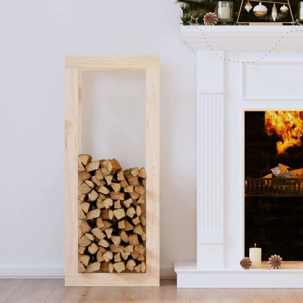vidaXL Estante para leña madera maciza de pino 41x25x100 cm Natural Clearance