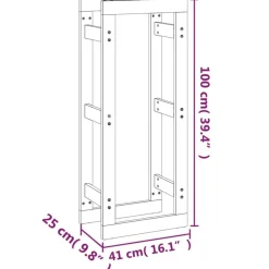 vidaXL Estante para leña madera maciza de pino 41x25x100 cm Natural Clearance