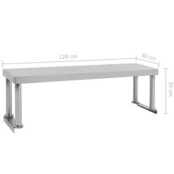 vidaXL Estante para mesa de trabajo de acero inoxidable 120x30x35 cm