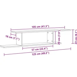 vidaXL Estanterías-Estante para TV de pared 125 x 18 x 23 cm