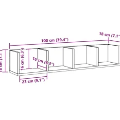 vidaXL Estanterías-Estante pared CD madera ingeniería 100x18x18 cm