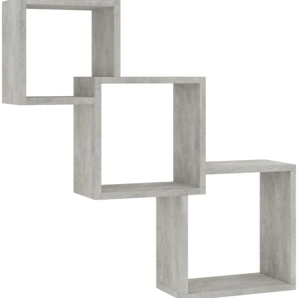 vidaXL Estanterías-Estante pared cubo madera ingeniería gris hormigón 68x15x68 cm