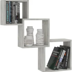 vidaXL Estanterías-Estante pared cubo madera ingeniería gris hormigón 68x15x68 cm