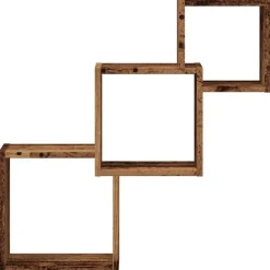 vidaXL Estanterías-Estante pared de cubo madera ingeniería envejecida 68x15x68cm