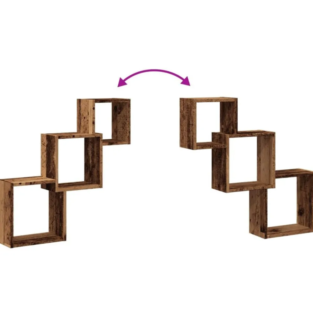 vidaXL Estanterías-Estante pared de cubo madera ingeniería envejecida 68x15x68cm