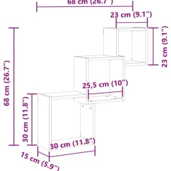 vidaXL Estanterías-Estante pared de cubo madera ingeniería envejecida 68x15x68cm