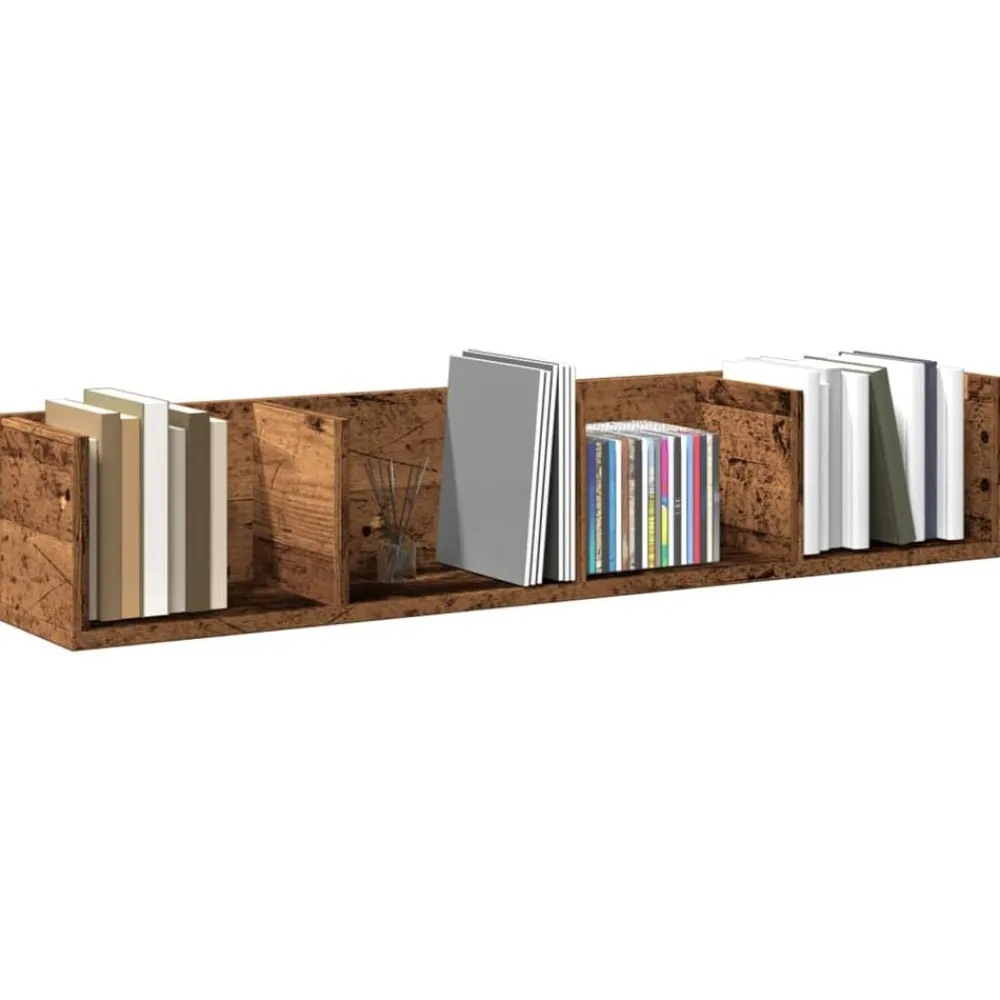 vidaXL Estante pared para CD madera ingeniería envejecida 100x18x18 cm Madera antigua Best