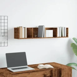 vidaXL Estante pared para CD madera ingeniería envejecida 100x18x18 cm Madera antigua Best