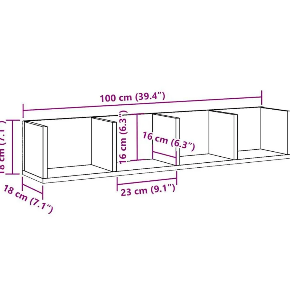 vidaXL Estante pared para CD madera ingeniería envejecida 100x18x18 cm Madera antigua Best