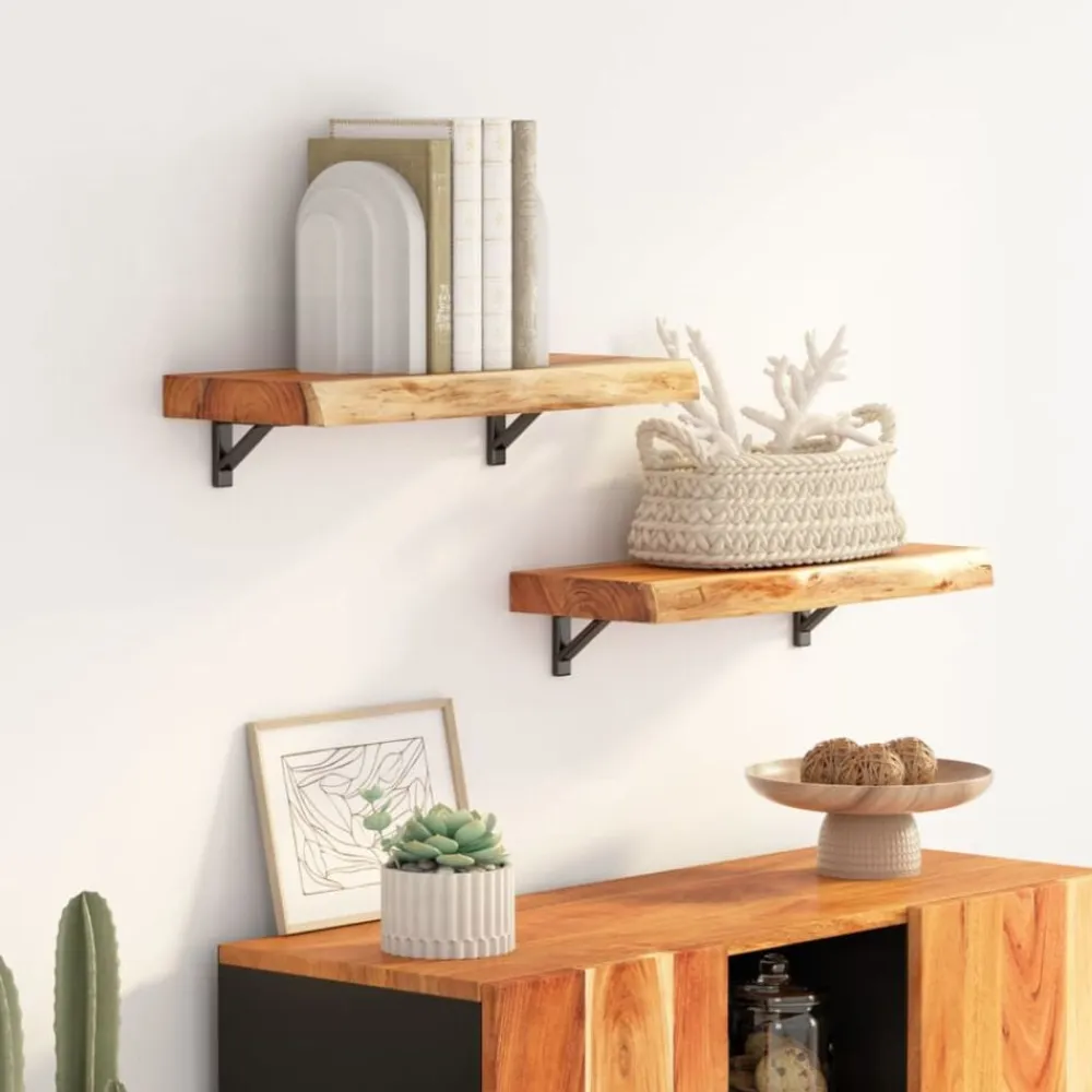 vidaXL Accesorios Para Mesas-Estante pared rectangular madera acacia borde vivo 40x20x2,5 cm