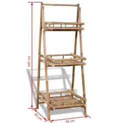 vidaXL Jardín-Estante plegable de 3 niveles para plantas bambú