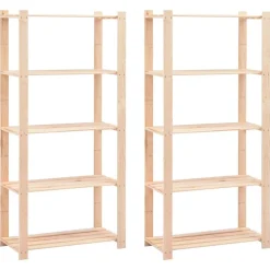 vidaXL Almacenamiento Industrial-Estantería 5 niveles 2 unidades madera pino maciza 250 kg