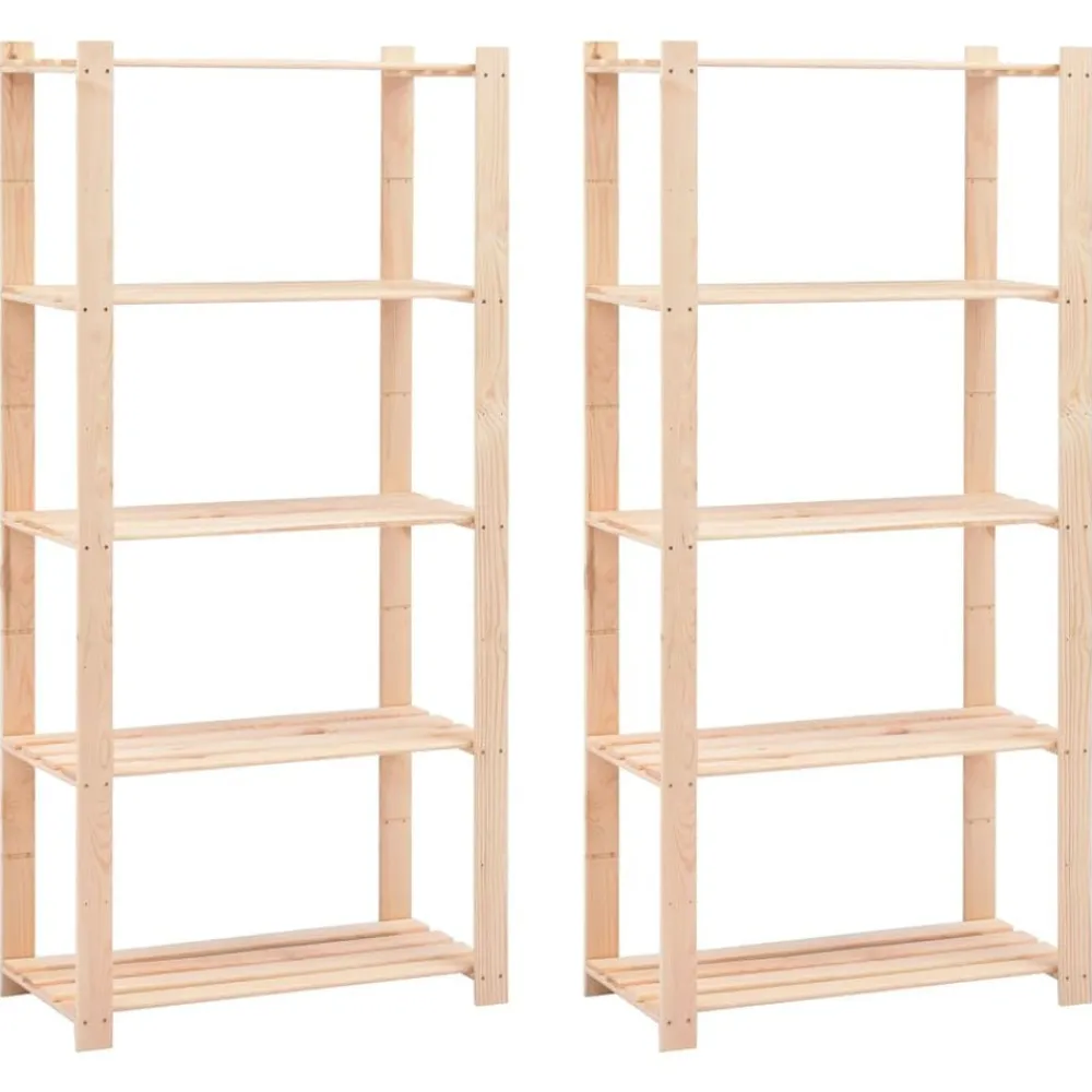 vidaXL Almacenamiento Industrial-Estantería 5 niveles 2 unidades madera pino maciza 250 kg