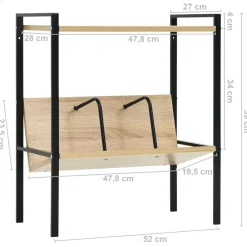 vidaXL Estanterías-Estantería 2 niveles madera ingeniería negro roble 52x28x59 cm