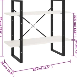 vidaXL Estantería 2 niveles madera maciza de pino 80x30x70 cm Blanco