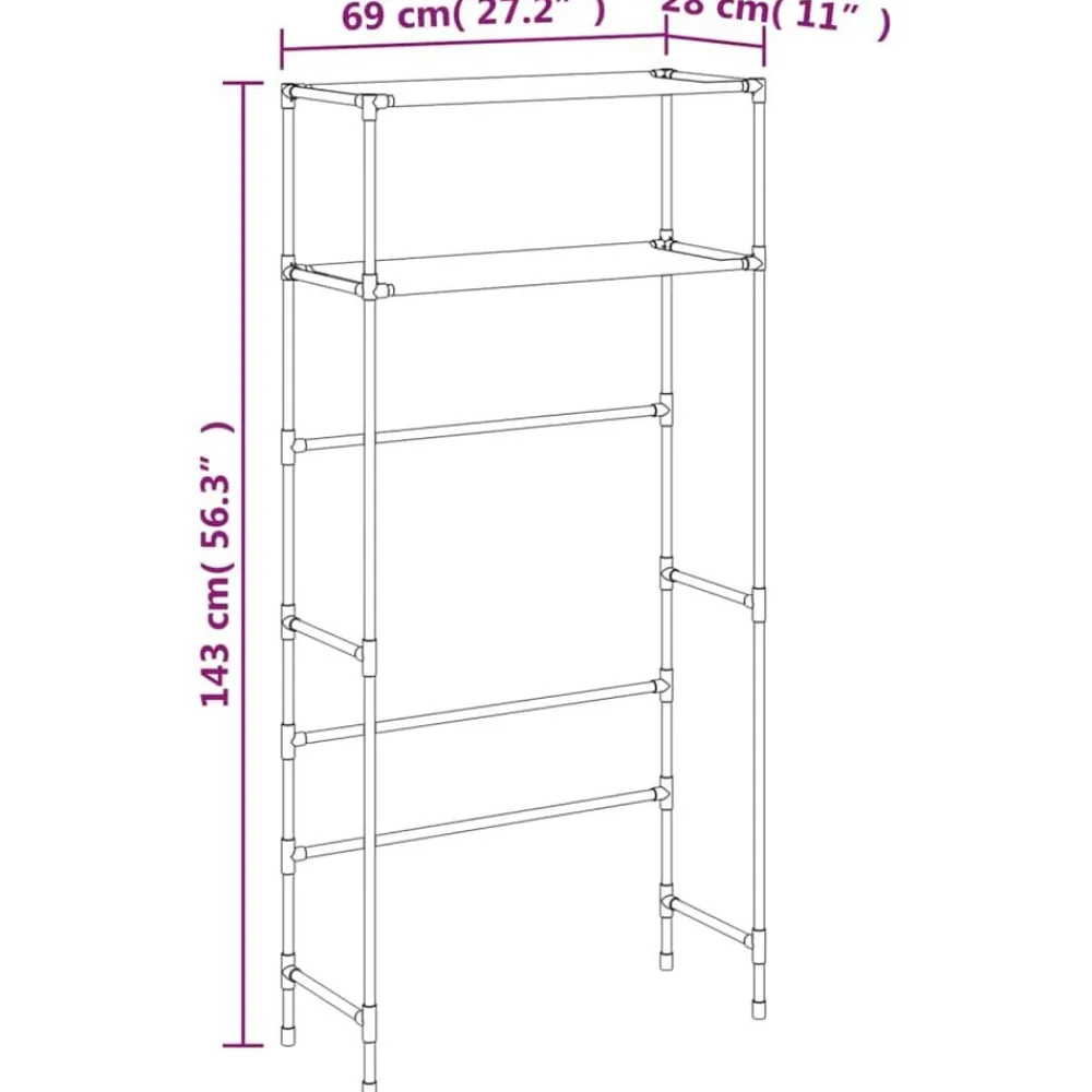 vidaXL Estantería 2 niveles sobre lavadora hierro 69x28x143 cm Negro Sale